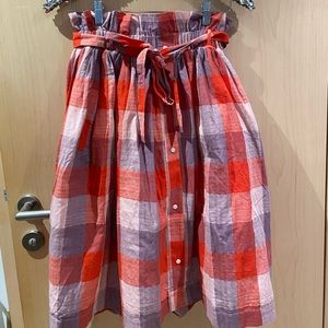 English Factory red vermillion checkered skirt